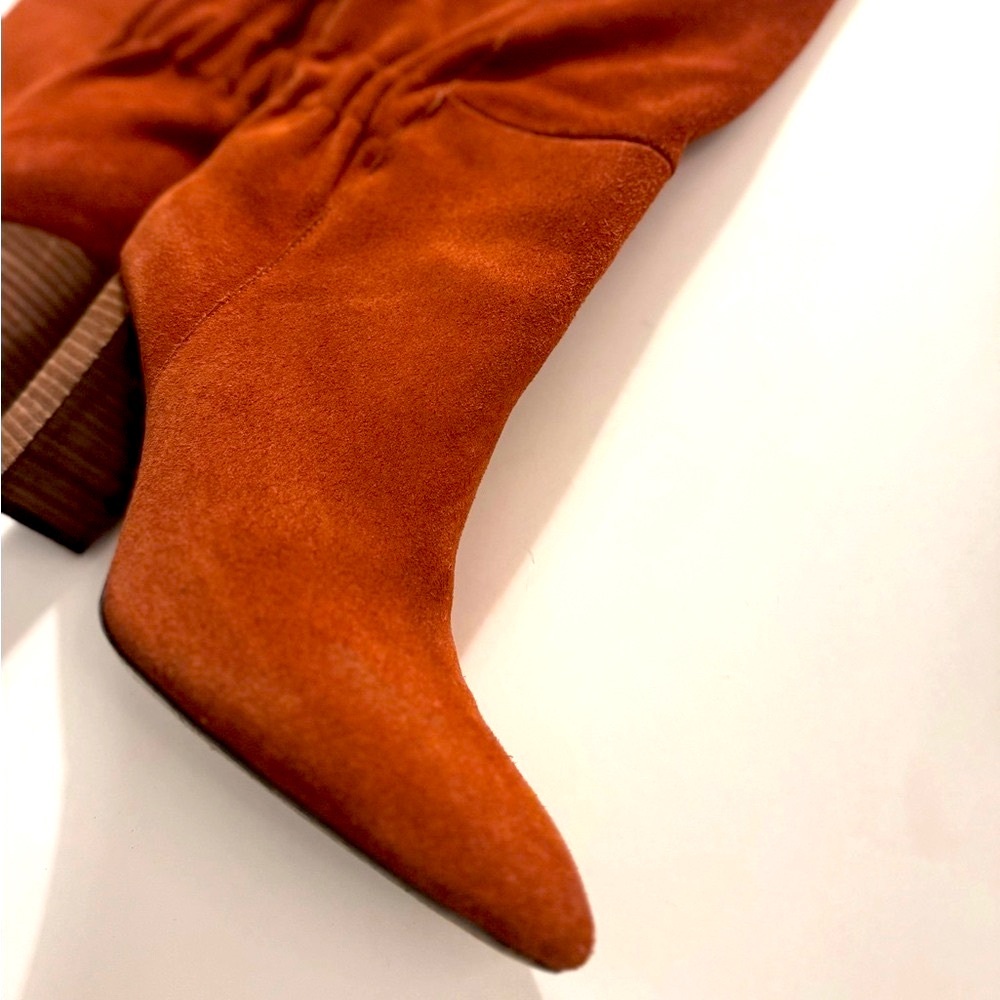 CHARLES BY CHARLES DAVID Womens Red Ruched Barrie Leather Booties - Picture 9 of 13